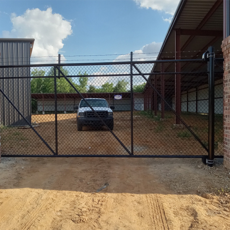 commercial black chain link security gate
