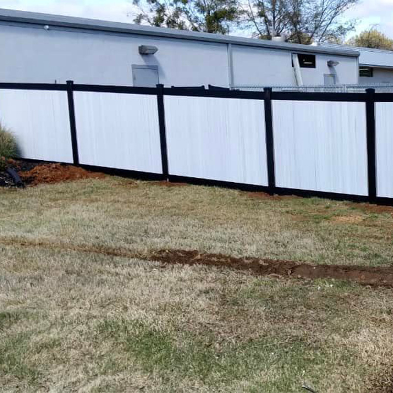 vinyl fence with black accents
